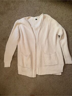 Universal Thread Cream Open-Front Waffle Knit Cardigan